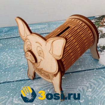 Деревянная копилка поросёнок
