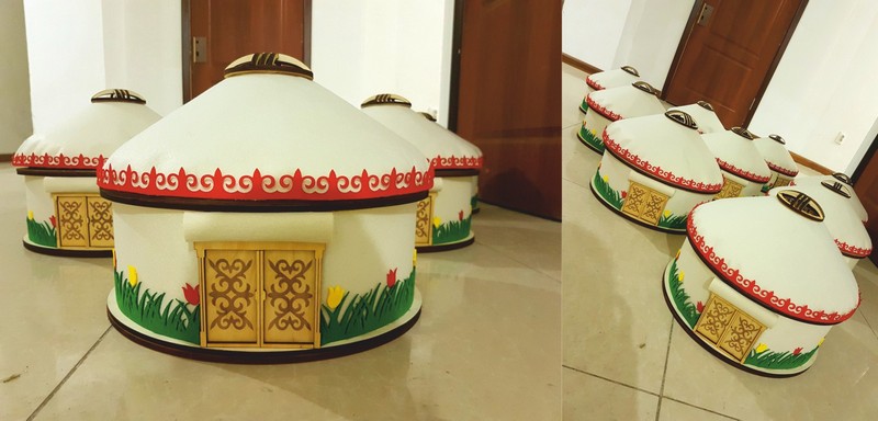 Удивительный макет юрты – подарок к 13 летию столицы, украшенный зернами 13 видов злаков