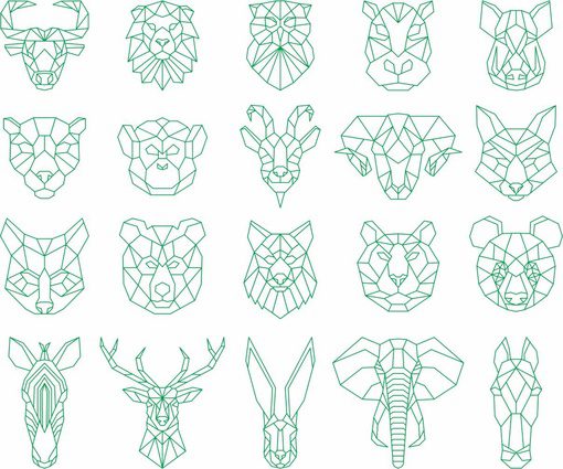 Кельтские орнаменты, рождественские штампы, рожицы, полигональные животные и сердца
